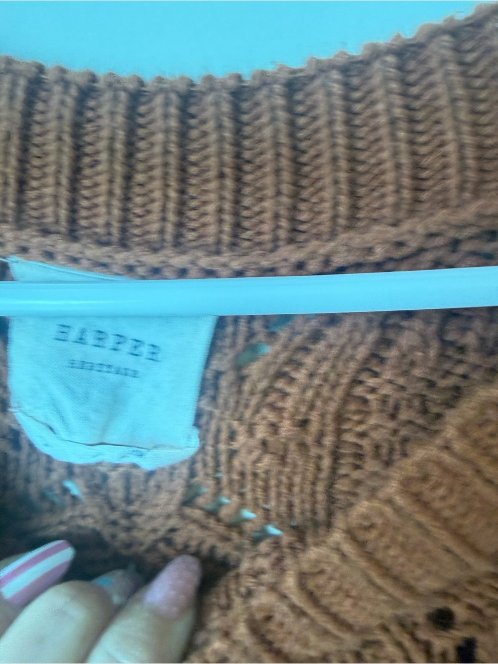 Harper Textured Knit Crewneck Sweater in Rust size small - Picture 6 of 8